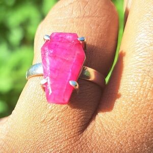 COPY - Genuine Ruby Coffin Sterling silver Ring